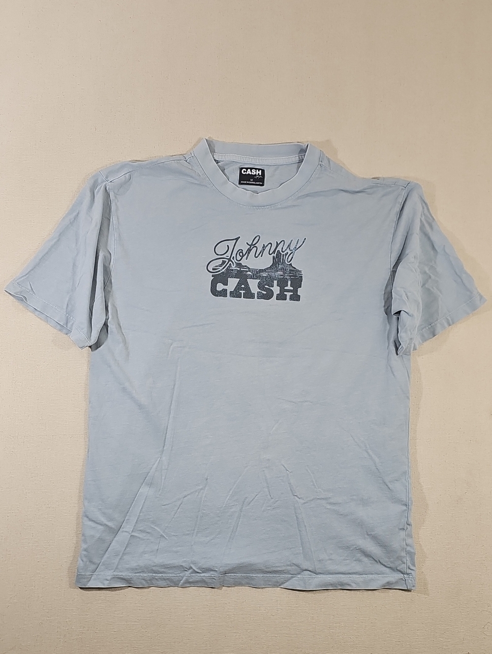 Johnny Cash Logo Tee - Light Blue Short Sleeve Shirt